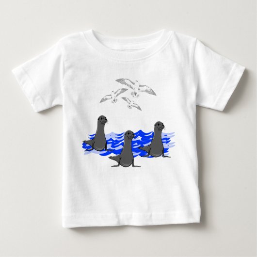 Sea Lions Ocean & Seagulls Kleinkind T-Shirt (Vorderseite)