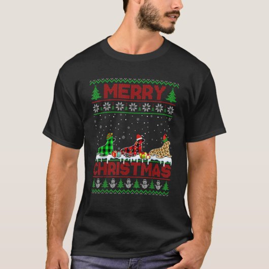Sea Löwe Xmas Leopard Kariert Elf Weihnachtsmannmü T-Shirt (Vorderseite)