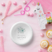 Sea Mist Aquamarin Blue Florals Script Engagement Pappteller (Party)