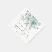 Sea Mist Aquamarin Blue Florals Script Engagement Serviette (Ecke)