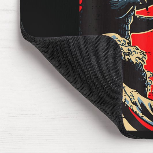 Sea Monster And Cat Fighting Waves Japanese Men Wo Mousepad (Ecke)
