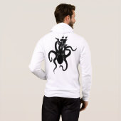 Sea Monster Blue and Black Kraken with Ship Hoodie (Schwarz voll)