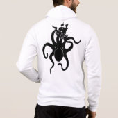 Sea Monster Blue and Black Kraken with Ship Hoodie (Rückseite)
