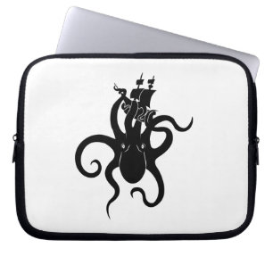 Sea Monster Blue and Black Kraken with Ship Laptopschutzhülle