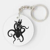 Sea Monster Blue and Black Kraken with Ship Schlüsselanhänger (Rückseite)