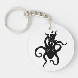 Sea Monster Blue and Black Kraken with Ship Schlüsselanhänger