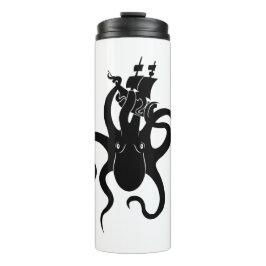 Sea Monster Blue and Black Kraken with Ship Thermosbecher