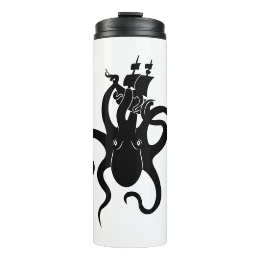 Sea Monster Blue and Black Kraken with Ship Thermosbecher (Vorderseite)