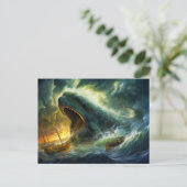 Sea Monster Emerging from Waves Fantasy Painting Postkarte (Stehend Vorderseite)