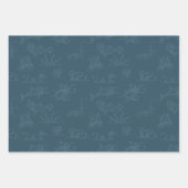 Sea Monster Line Art Navy & Haint Blue Geschenkpapier Set (Vorderseite 2)