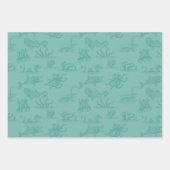 Sea Monster Line Art Navy & Haint Blue Geschenkpapier Set (Vorderseite)