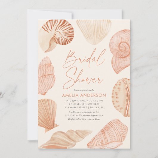 Sea Muschel Beach Brautparty Einladung (Vorderseite)