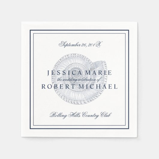 Sea Muschel Beach Wedding Empfang Custom Napkins Serviette (Vorderseite)