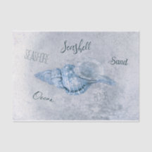 Sea Muschel Blue Vintag Antique Beach Ephemera