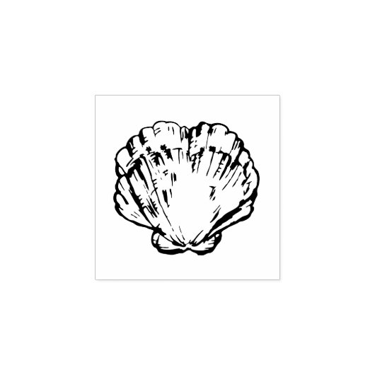Sea Muschel Clam Line Art zeichnend Gummistempel (Prägung)