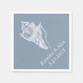 Sea Muschel Dusty Blue Beach Wedding Napkins Serviette (Vorderseite)