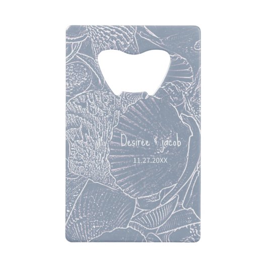 Sea Muschel Dusty Blue Coastal Beach Geldbeutel Flaschenöffner (Vorderseite)