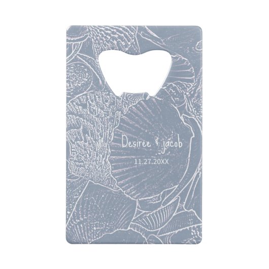 Sea Muschel Dusty Blue Coastal Beach Geldbeutel Flaschenöffner (Rückseite)