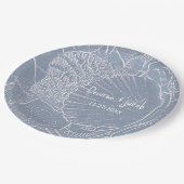 Sea Muschel Dusty Blue Coastal Beach Pappteller (Schrägansicht)
