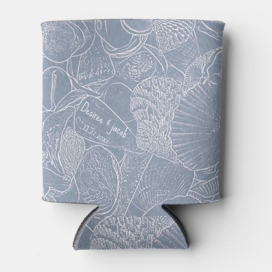 Sea Muschel Dusty Blue Coasty Beac Napkins Dosenkühler (Vorderseite)