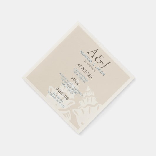 Sea Muschel Menu Beach Wedgepaper Napkins Serviette (Ecke)