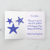 Sea Muschel mit Starfish Happy Birthday Ocean Blue Karte (Innenseite)