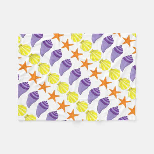 Sea Muschel Seashell Conch Starfish Beach House Fleecedecke (Vorderseite (Horizontal))