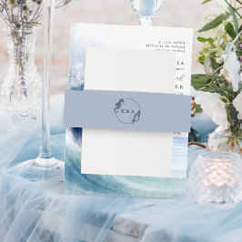 Sea Muschel Seepferd Nautical Monogram Beach Hochz Einladungsbanderole