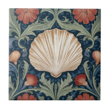 Sea Muschel William Morris Art Nautic botanisch