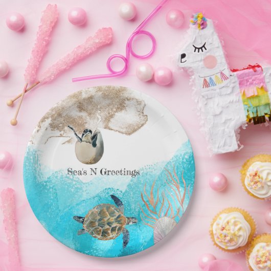 Sea N Greetings Beach Ocean Napkins Pappteller (Party)