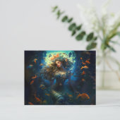 Sea Nymph Surrounded by Fish Fantasy Painting Postkarte (Stehend Vorderseite)