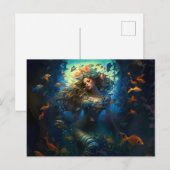 Sea Nymph Surrounded by Fish Fantasy Painting Postkarte (Vorne/Hinten)