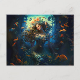 Sea Nymph Surrounded by Fish Fantasy Painting Postkarte