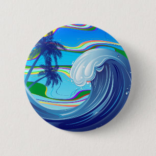 Sea Ocean Big Wave Water Knopf Button