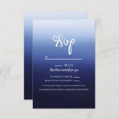 Sea Ocean Blue Modern Minimal Beach Hochzeit RSVP Karte (Vorne/Hinten)