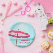 Sea Ocean Blue Summer Surf Pink Beach Umbrett Pappteller (Party)