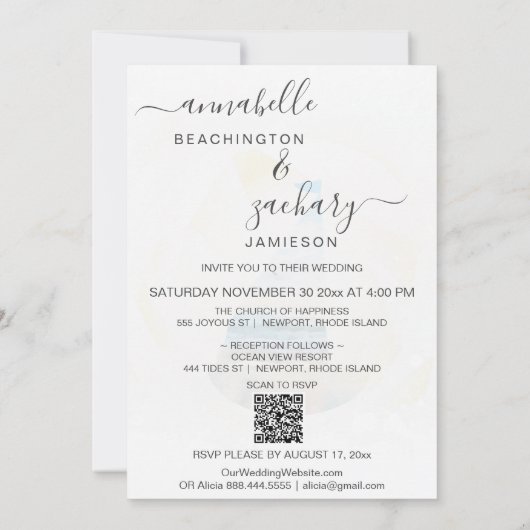 *~* Sea Ocean BOAT UAWG + QR Beach AR7 Hochzeit Einladung (Rückseite)