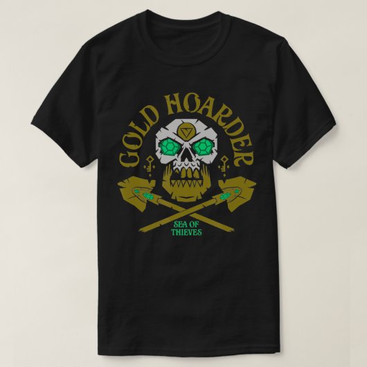 Sea of Dives Gold Hoarder Emerald Skull überquert T-Shirt (Design vorne)