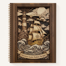 Sea of Dreams 3D Wood Carved Nautical Journal Notizblock