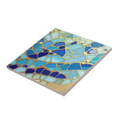 Sea of Waves Blue and Gold Mosaic Fine Art Fliese (Seite)