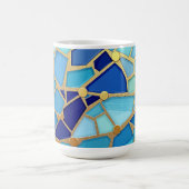 Sea of Waves Blue and Gold Mosaic Fine Art Kaffeetasse (Mittel)