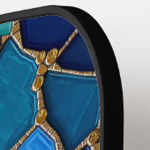 Sea of Waves Blue and Gold Mosaic Fine Art Pickleball Schläger (Linke Seite)