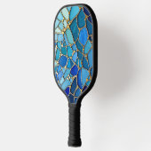 Sea of Waves Blue and Gold Mosaic Fine Art Pickleball Schläger (Links)