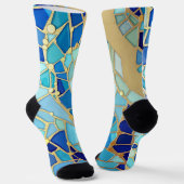 Sea of Waves Blue and Gold Mosaic Fine Art Socken (Gewinkelt)