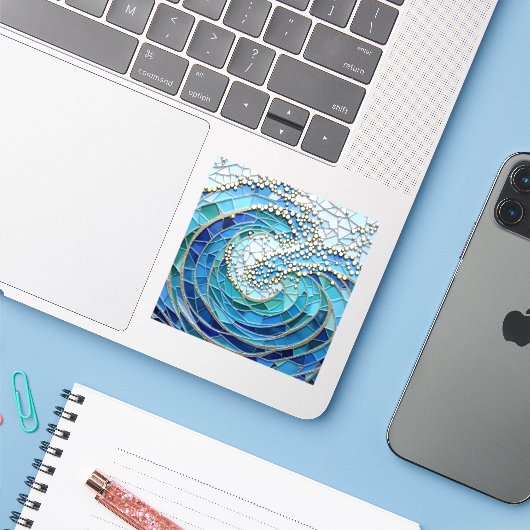 Sea of Waves Mosaic Art Aufkleber (Laptop mit iPhone)