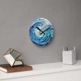 Sea of Waves Mosaic Art Runde Wanduhr