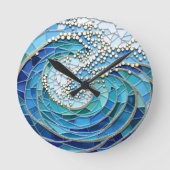 Sea of Waves Mosaic Art Runde Wanduhr (Vorderseite)