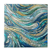 Sea of Waves Teal Mosaic Fine Art Fliese (Vorderseite)