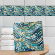 Sea of Waves Teal Mosaic Fine Art