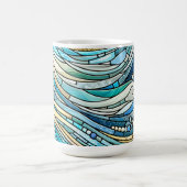 Sea of Waves Teal Mosaic Fine Art Kaffeetasse (Mittel)